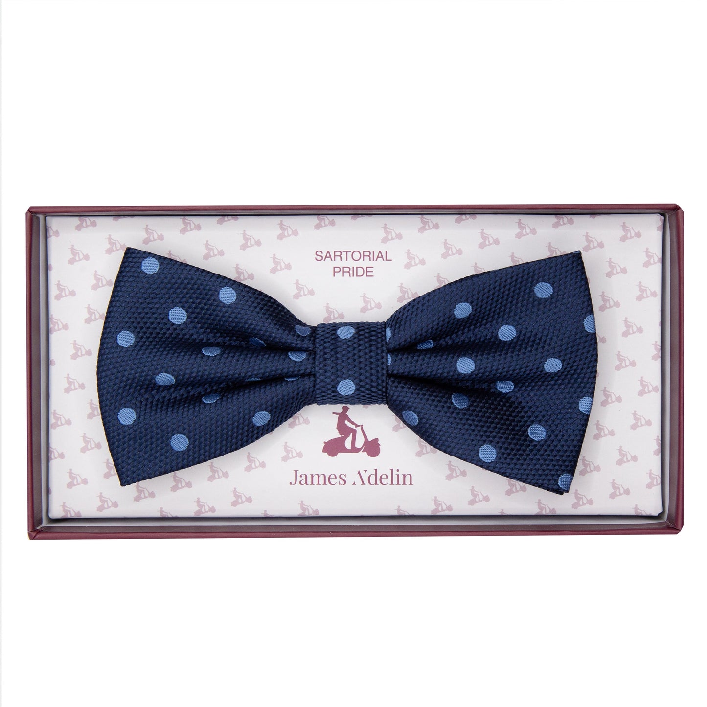 Navy/Sky Luxury Polka Dot Textured Weave Bow Tie