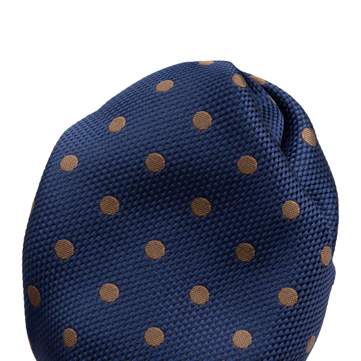 Dark Navy/Tan Luxury Polka Dot Textured Weave Pocket Square