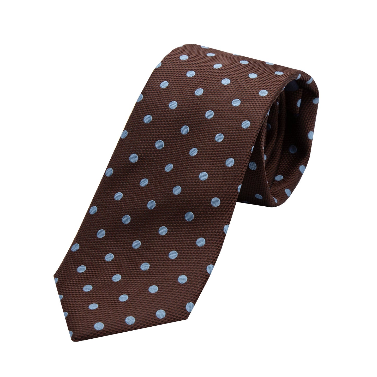 Brown/Sky Luxury Polka Dot Textured Weave Neck Tie
