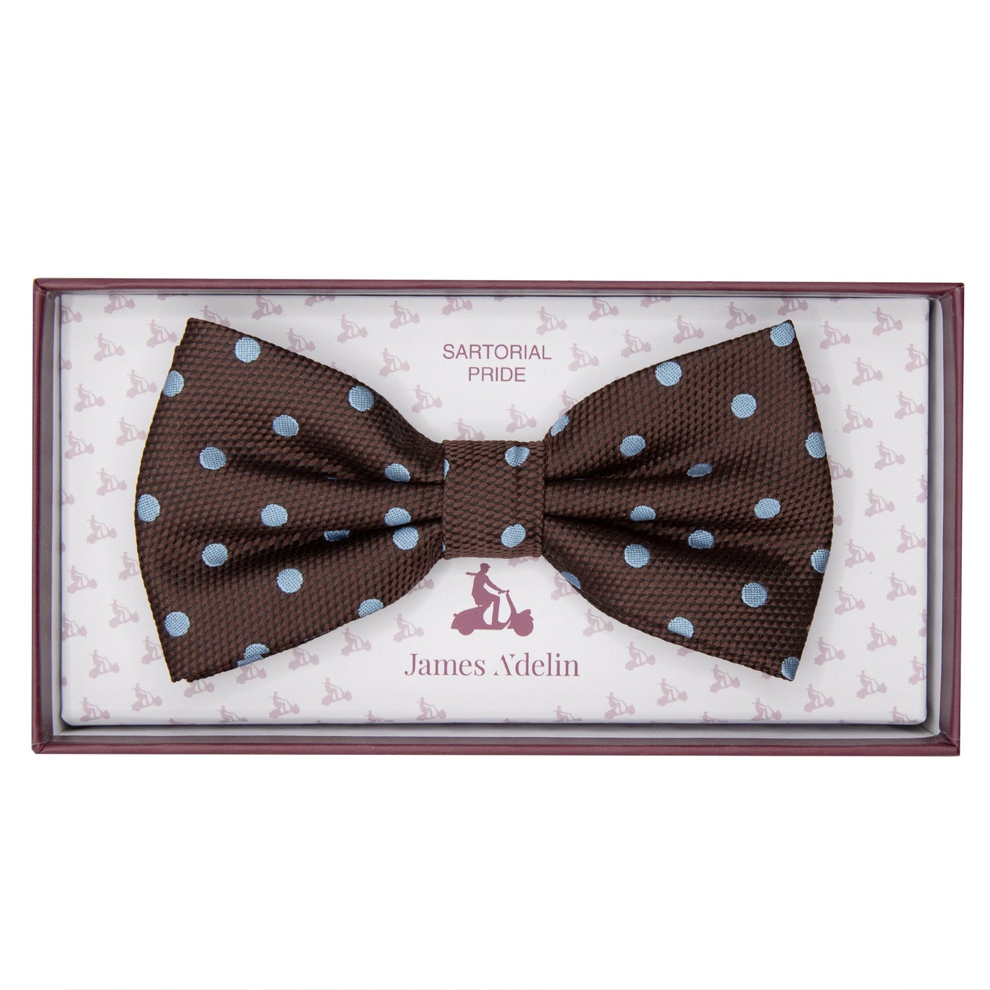 Brown/Sky Luxury Polka Dot Textured Weave Bow Tie
