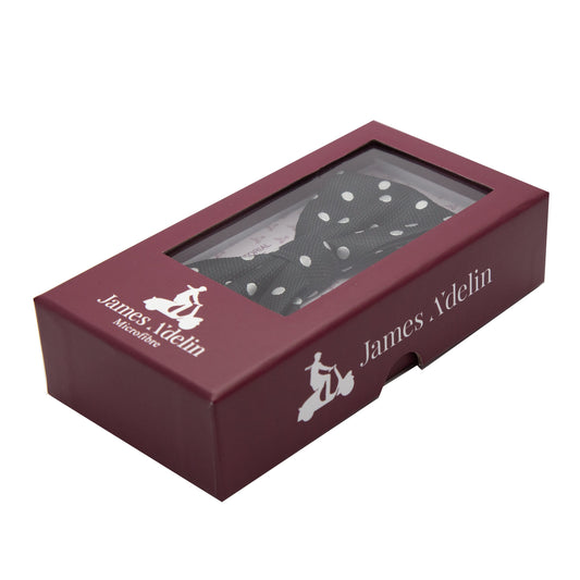 Black/White Luxury Polka Dot Textured Weave Bow Tie