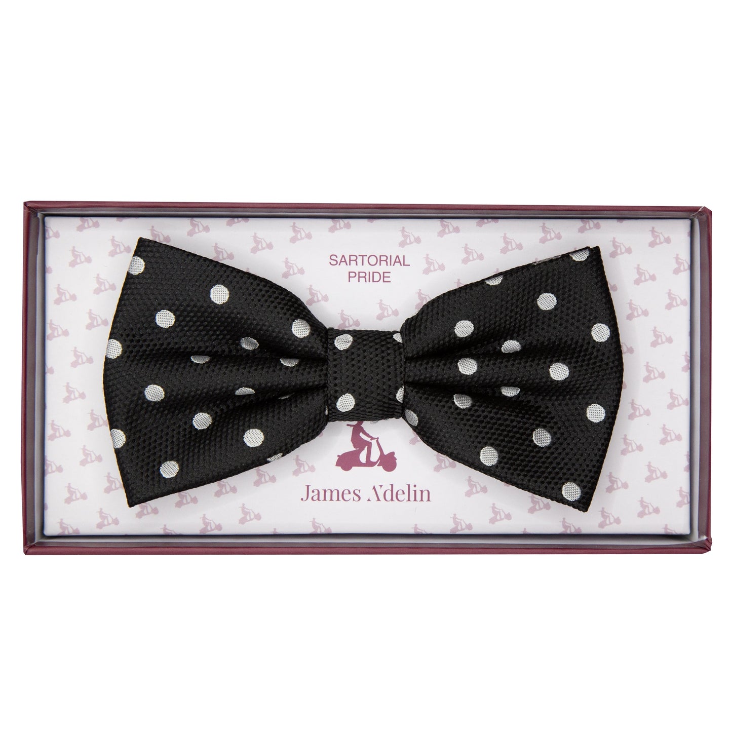 Black/White Luxury Polka Dot Textured Weave Bow Tie