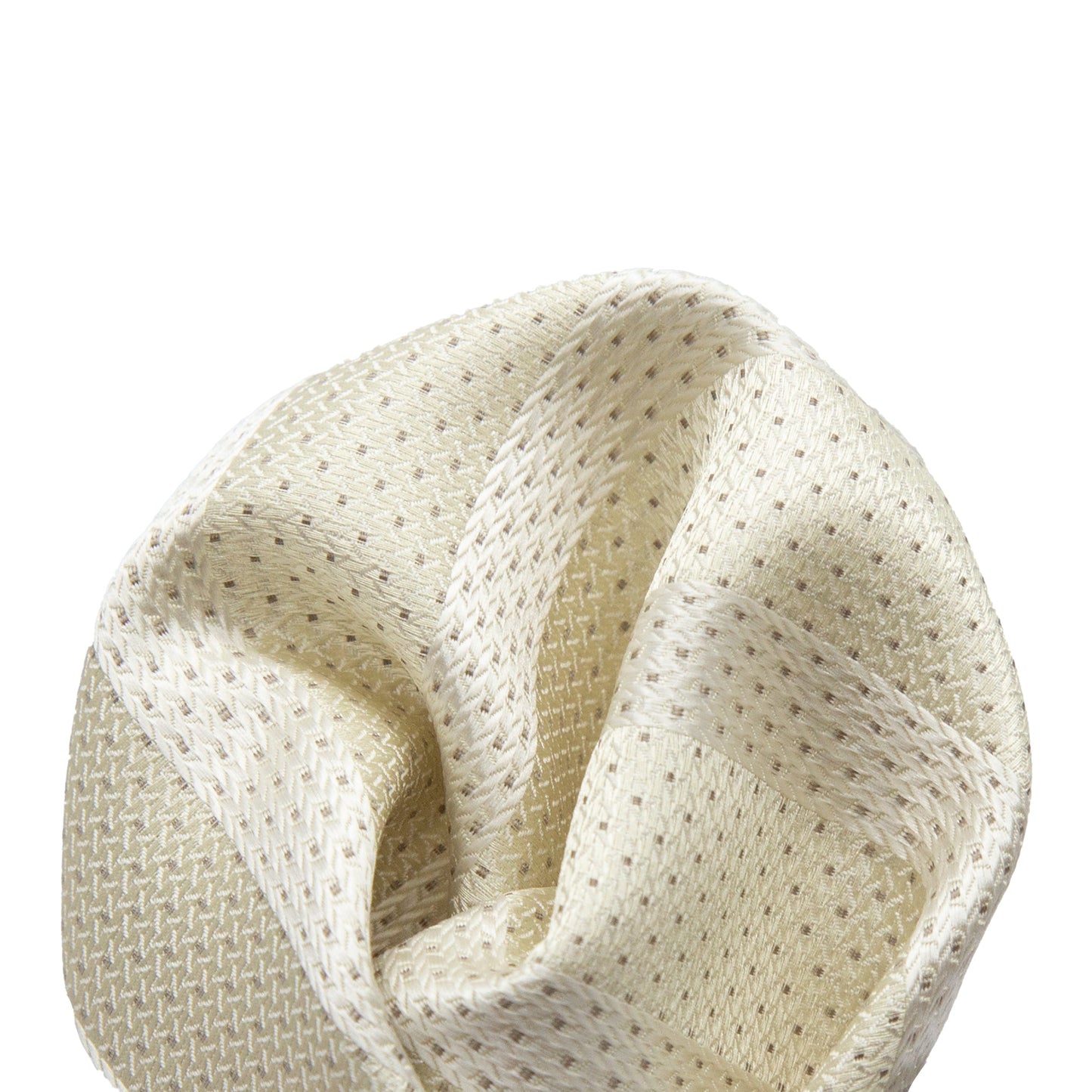 Cream/Beige Luxury Spotted Stripe Pin Point Textured Weave Pocket Square