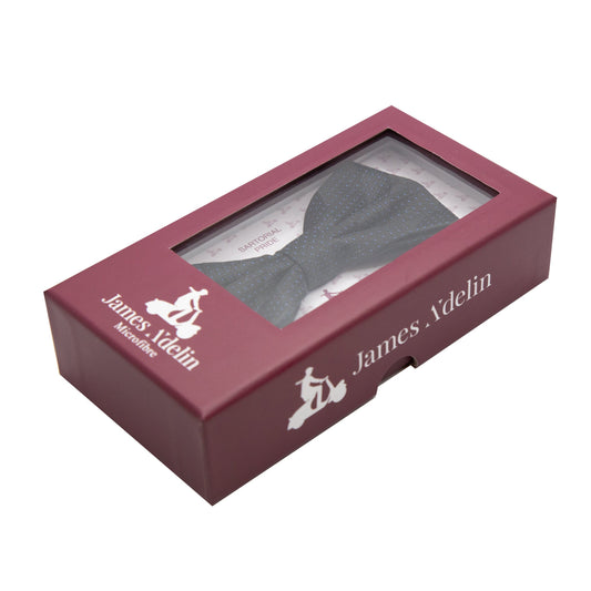 Black/Blue Luxury Spotted Stripe Pin Point Textured Weave Bow Tie