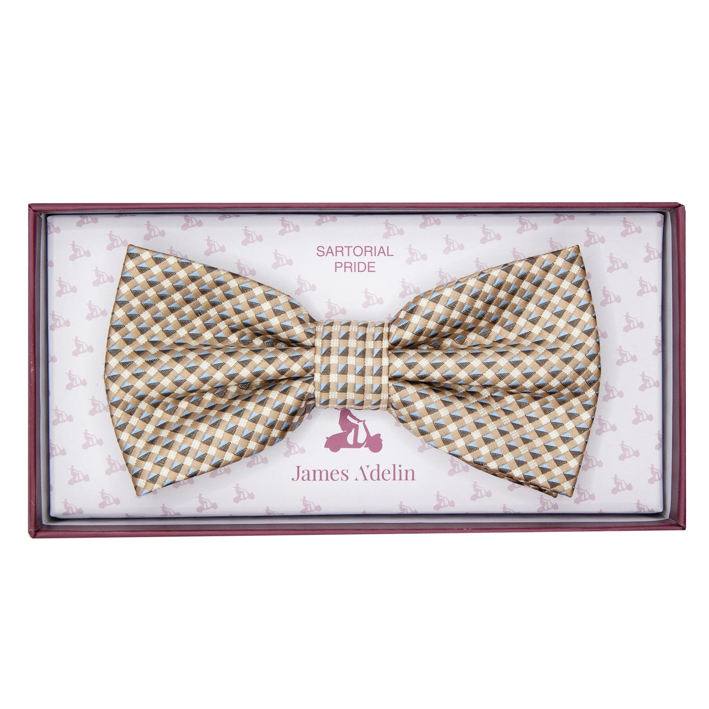 Beige/Sky Luxury Textured Weave Bow Tie