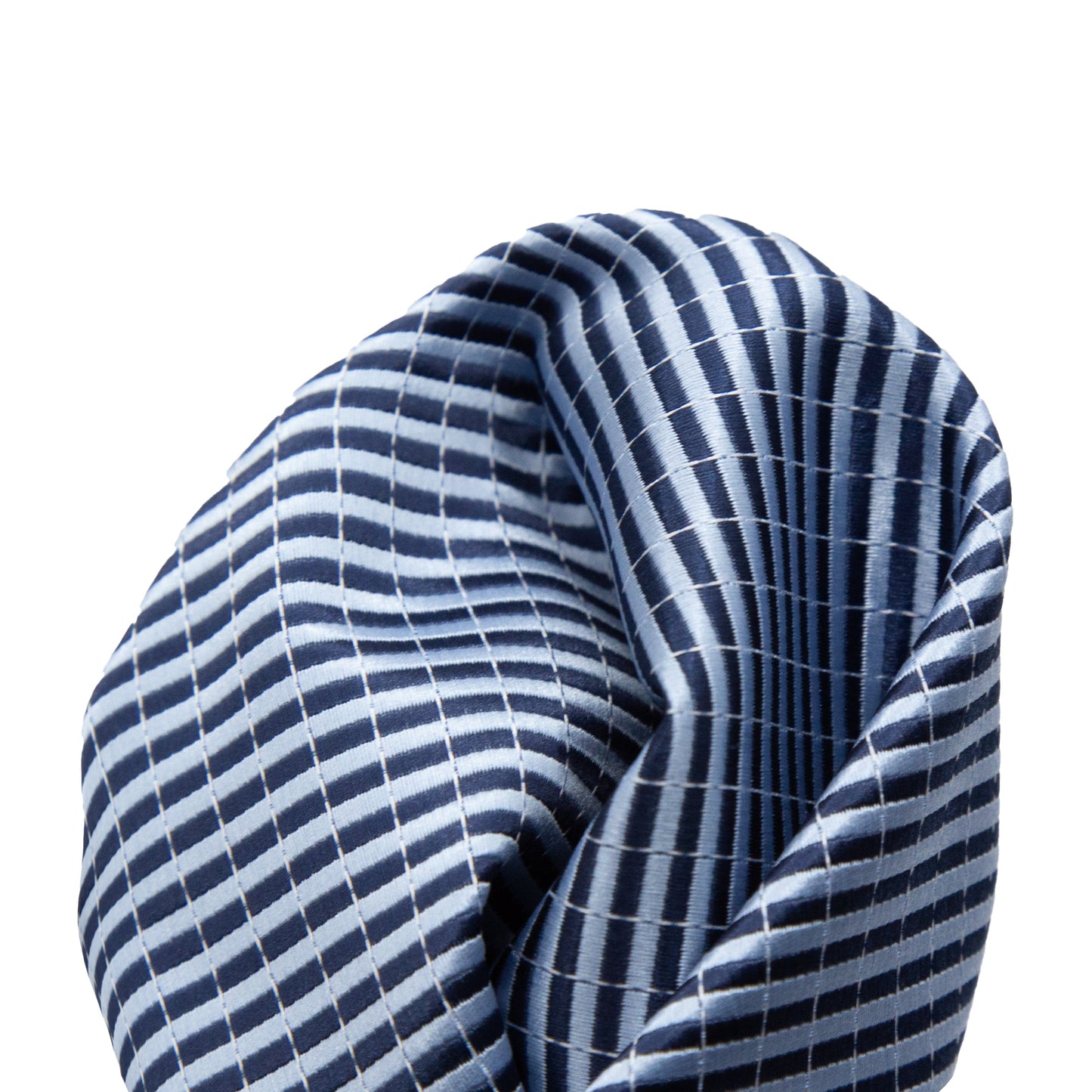 Sky/Navy Diagonal Striped Twill Weave Pocket Square