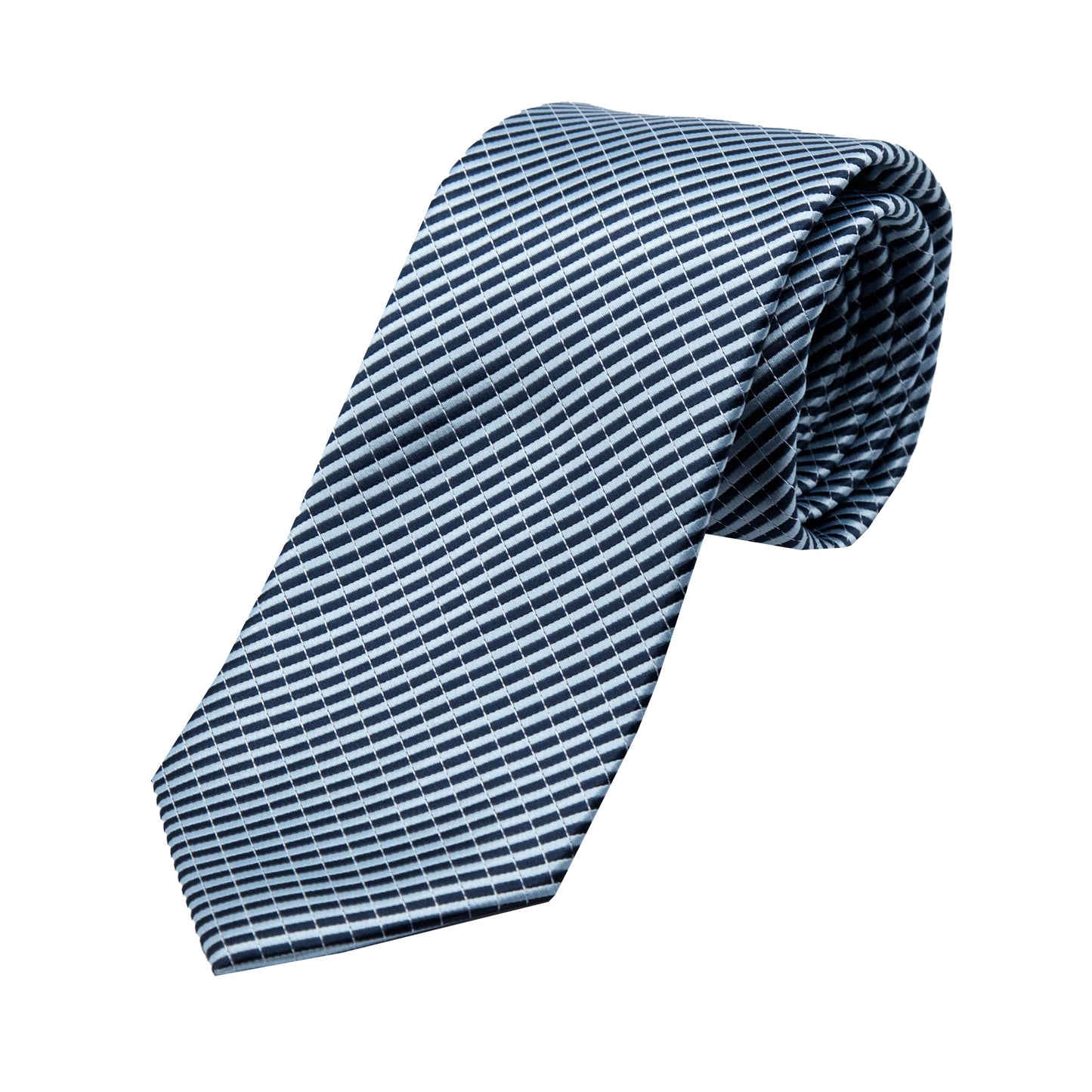 Sky/Navy Diagonal Striped Twill Weave Neck Tie