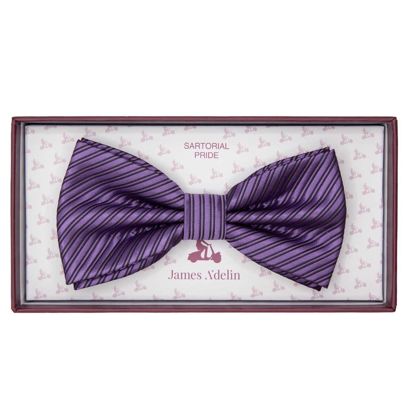 Purple/Navy Diagonal Striped Twill Weave Bow Tie
