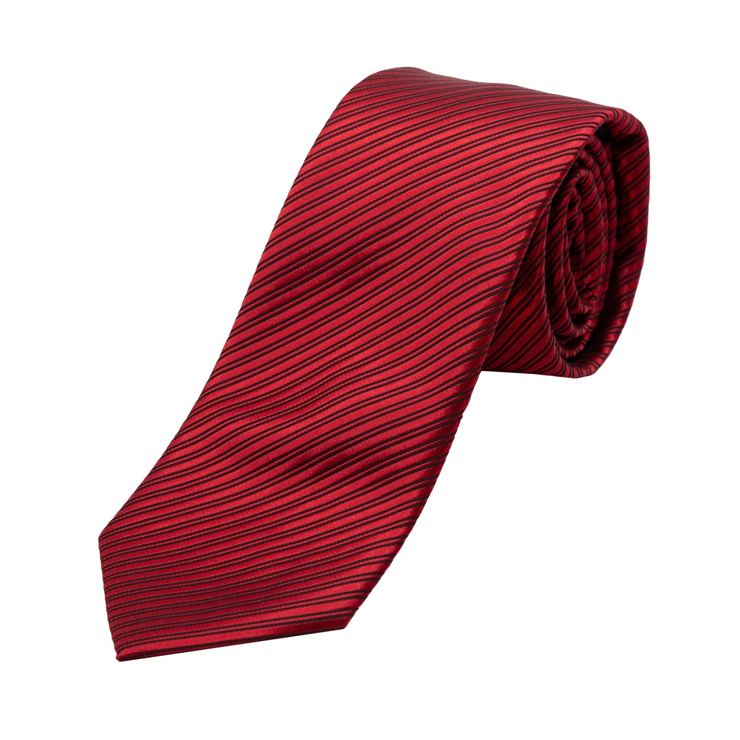 Red Diagonal Striped Twill Weave Neck Tie