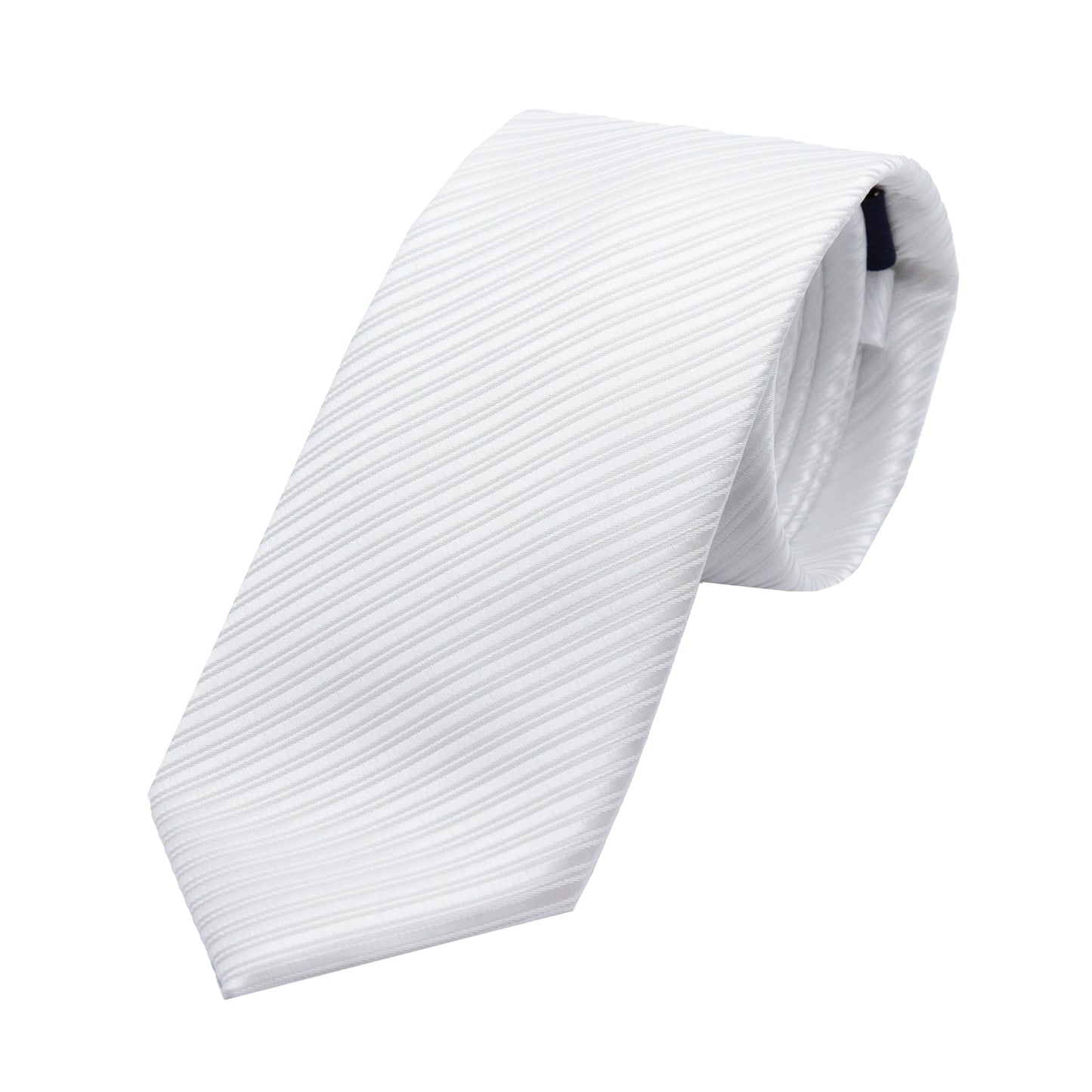 White Diagonal Striped Twill Weave Neck Tie