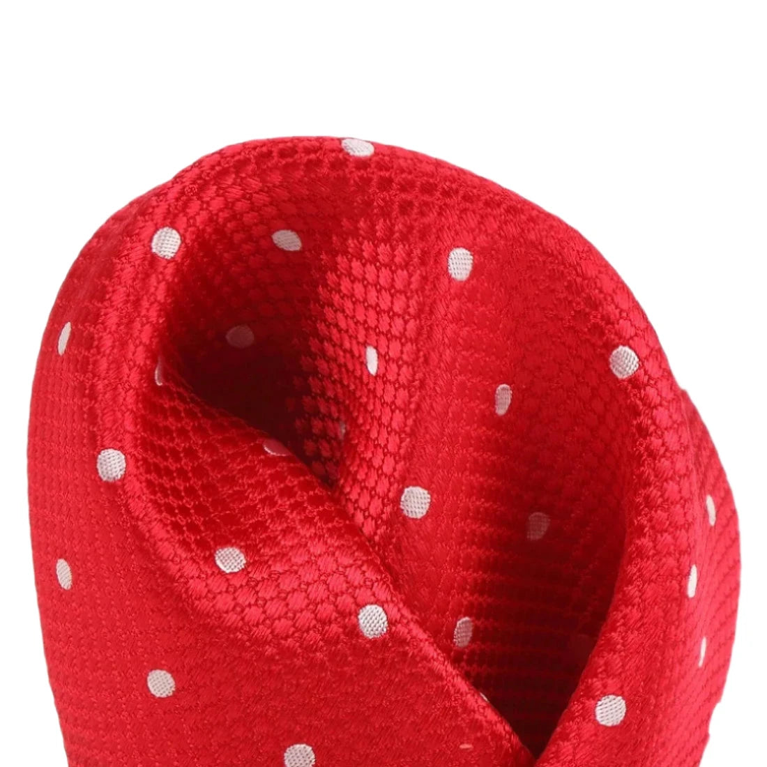 Red/White Pure Silk Polka Dot Square Weave Pocket Square
