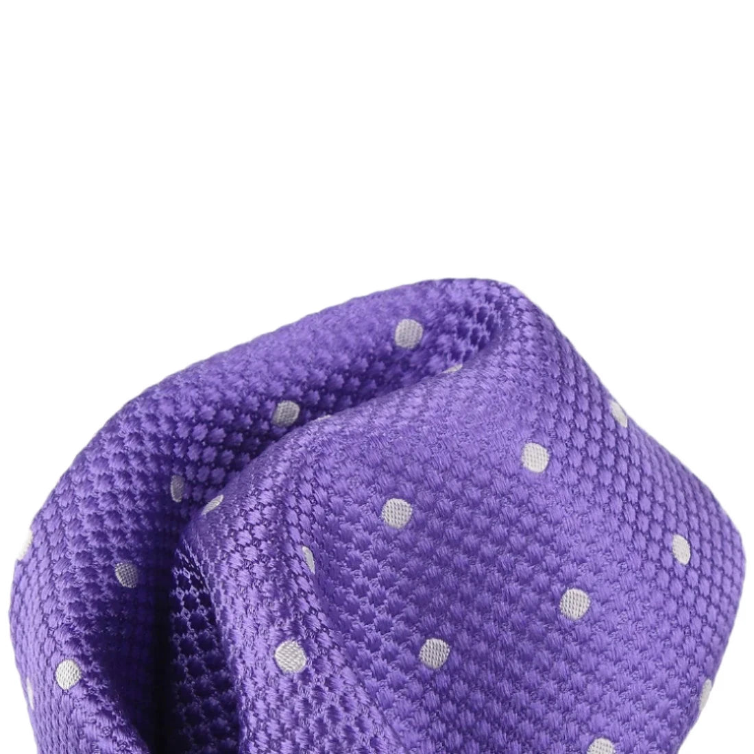 Purple/White Pure Silk Polka Dot Square Weave Pocket Square