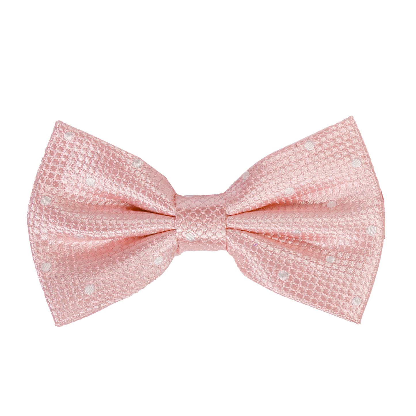 Soft Pink/White Polka Dot Square Weave Pre Tied Bow Tie
