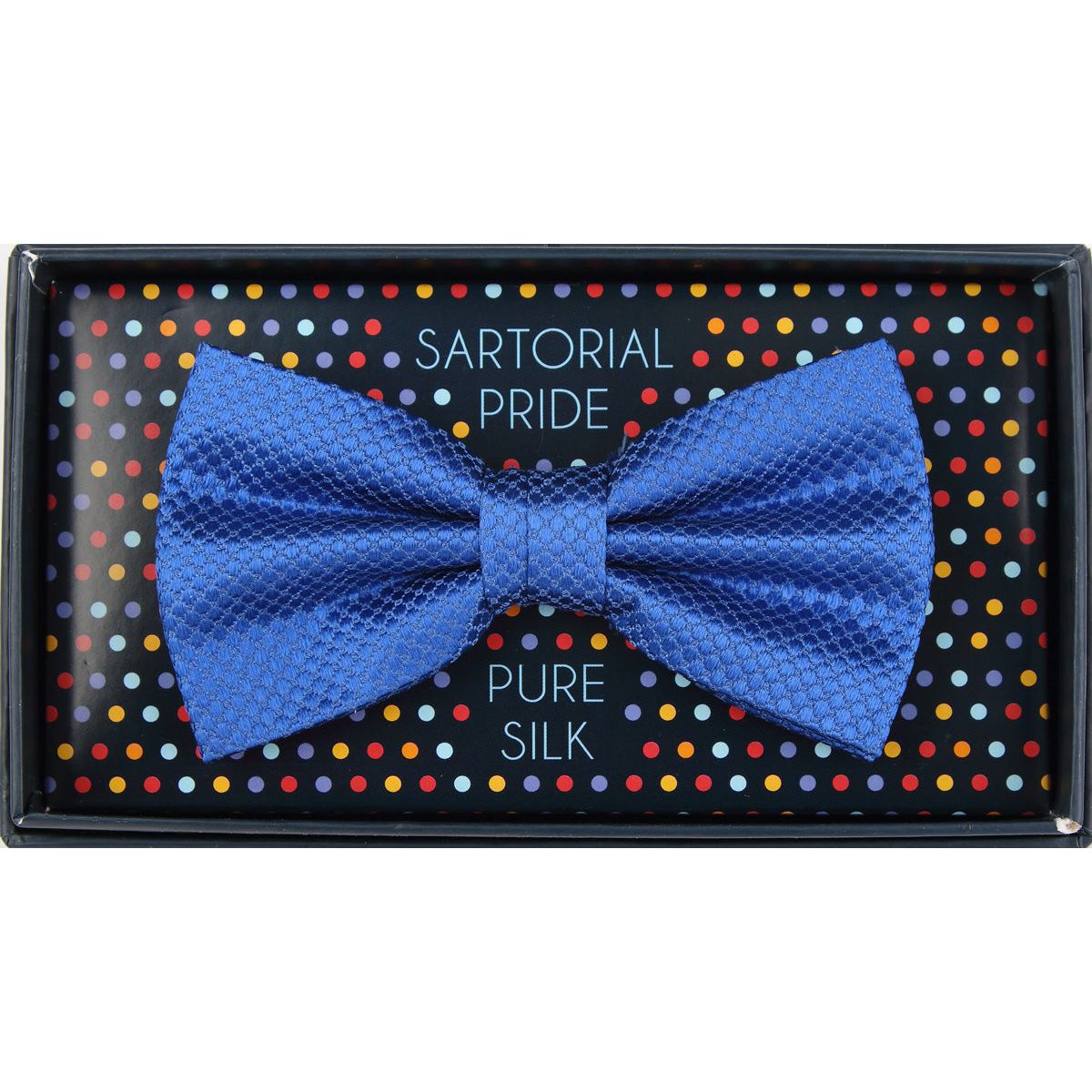 Royal Blue Pure Silk Textured Square Weave Bow Tie