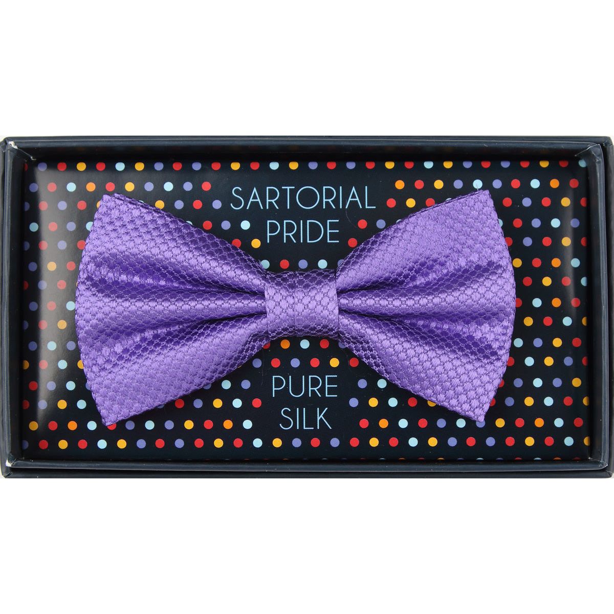 Purple Pure Silk Textured Square Weave Bow Tie