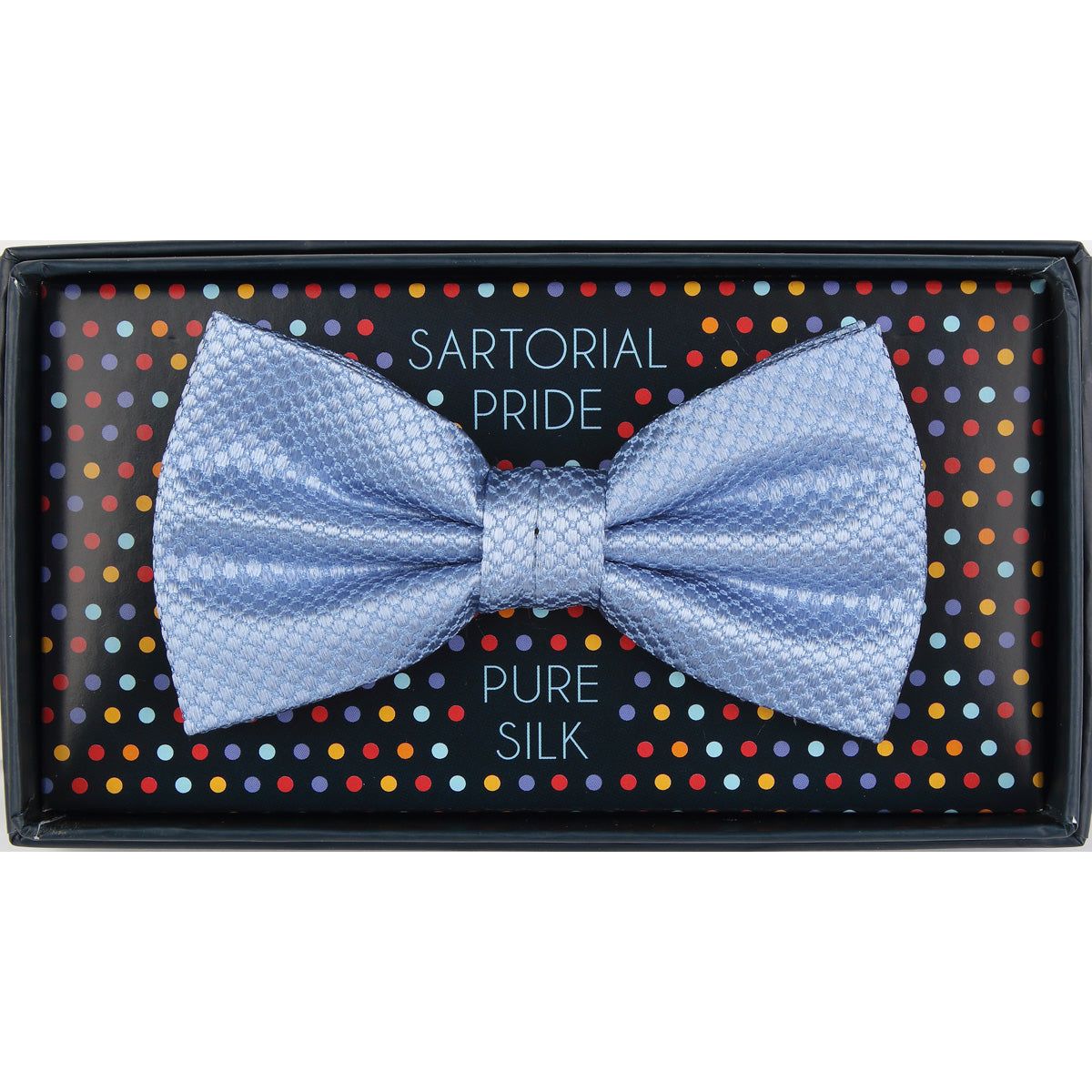 Sky Blue Pure Silk Textured Square Weave Bow Tie