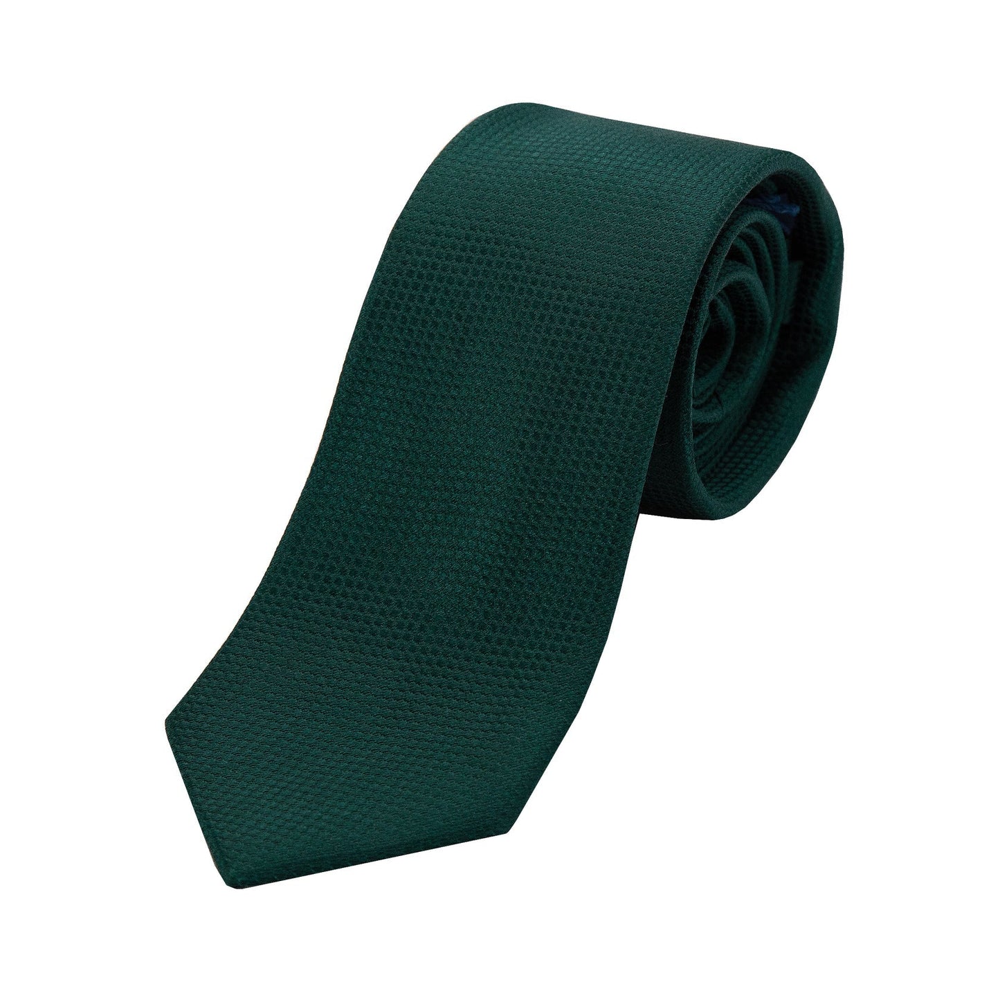 Dark Green Pure Silk Textured Square Weave Neck Tie