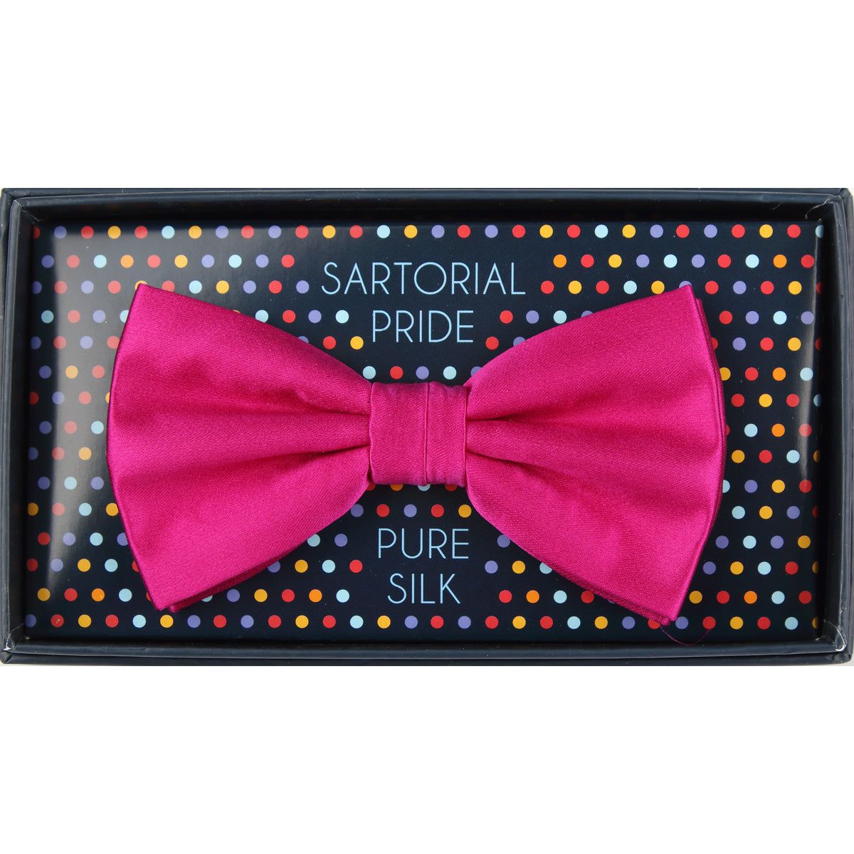 Magenta Pure Silk Solid Satin Weave Bow Tie