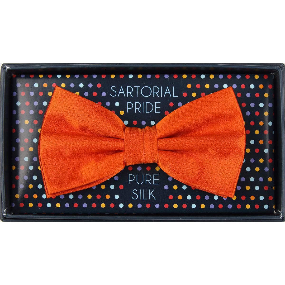 Orange Pure Silk Solid Satin Weave Bow Tie