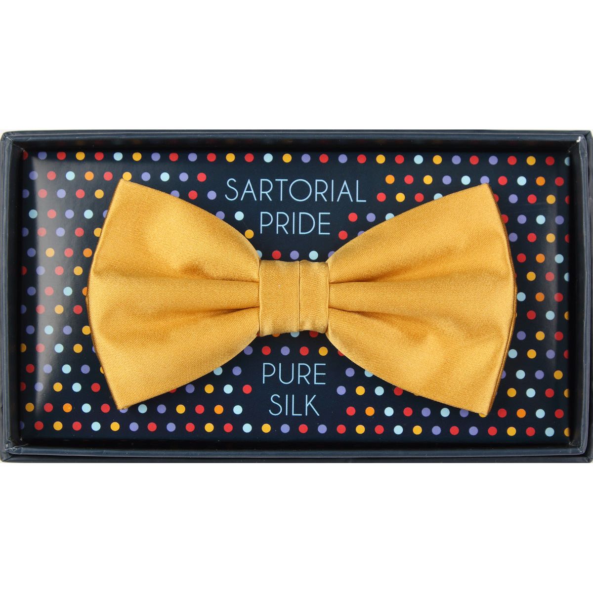 Gold Pure Silk Solid Satin Weave Bow Tie