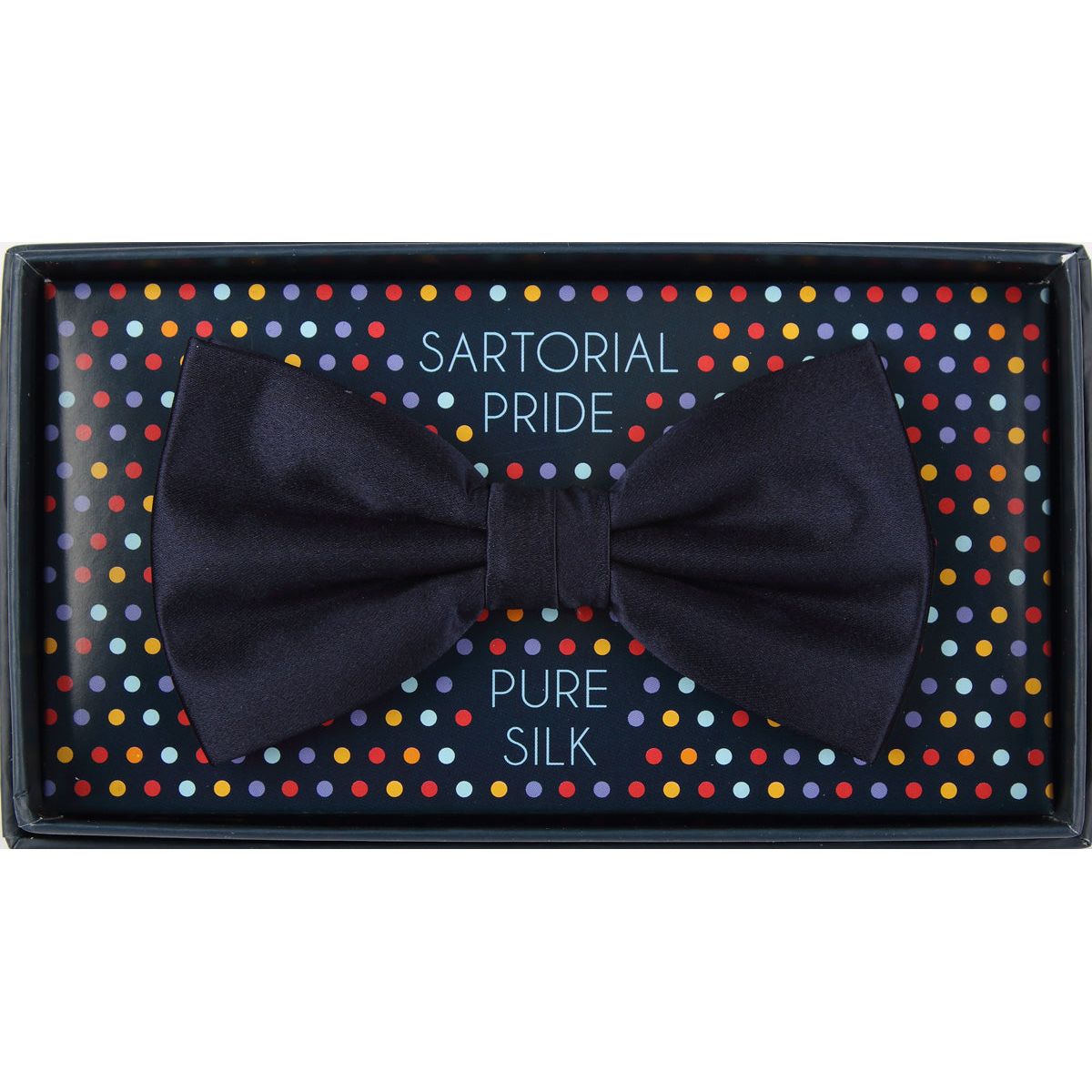 Navy Pure Silk Solid Satin Weave Bow Tie