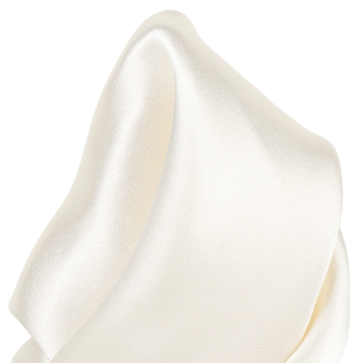 Off White Pure Silk Solid Satin Weave Pocket Square