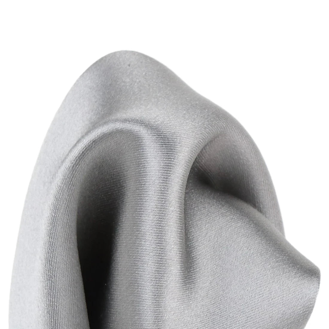 Silver Pure Silk Solid Satin Weave Pocket Square