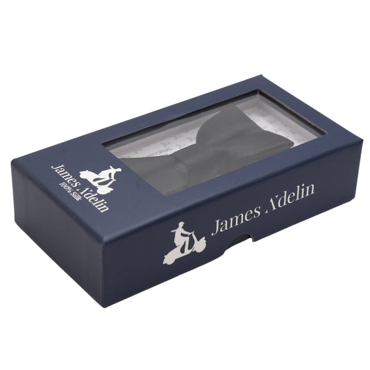 Black Pure Silk Solid Satin Weave Skinny Bow Tie