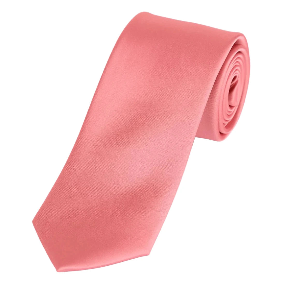 Coral Pure Silk Solid Satin Weave Neck Tie