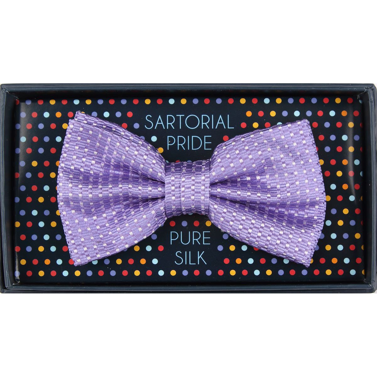 Purple Pure Silk Spotted Textured Weave Bow Tie