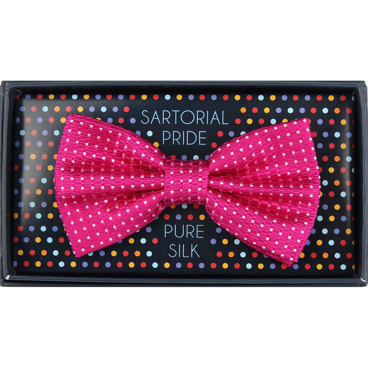 Magenta Pure Silk Spotted Textured Weave Bow Tie