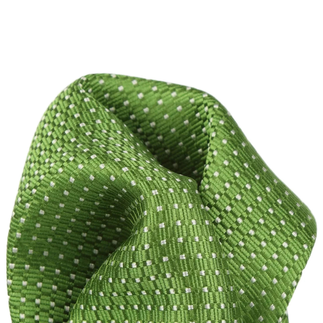 Green Pure Silk Spotted Textured Weave Pocket Square