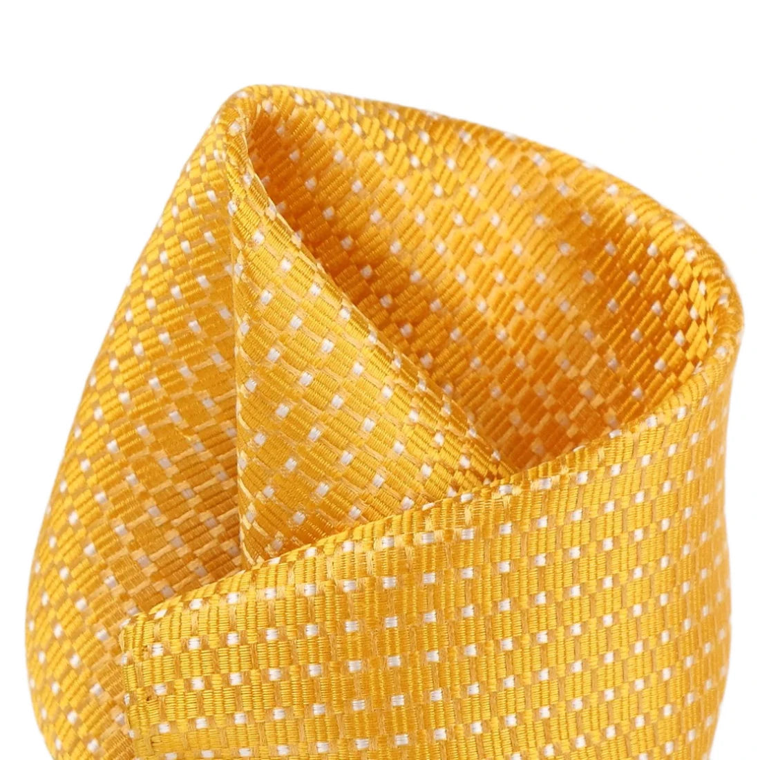 Gold Pure Silk Spotted Textured Weave Pocket Square