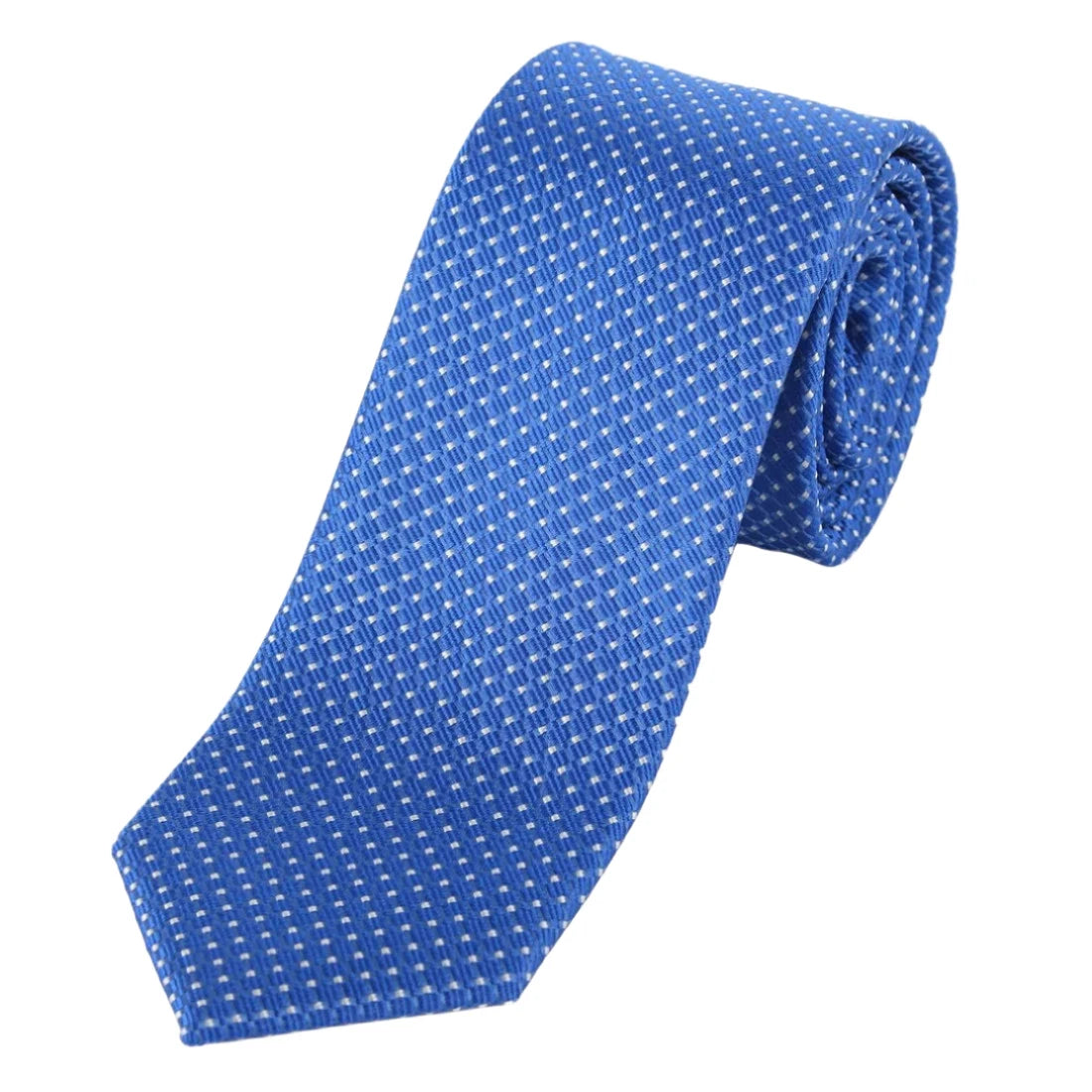 Royal Blue Pure Silk Spotted Textured Weave Neck Tie