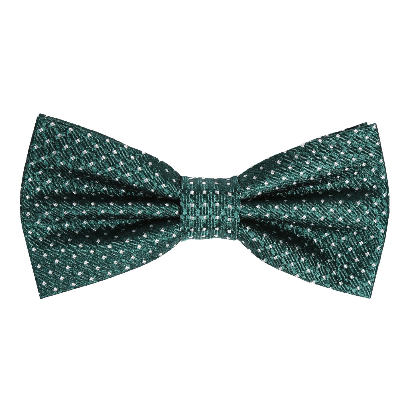 Dark Green Pure Silk Spotted Textured Weave Bow Tie