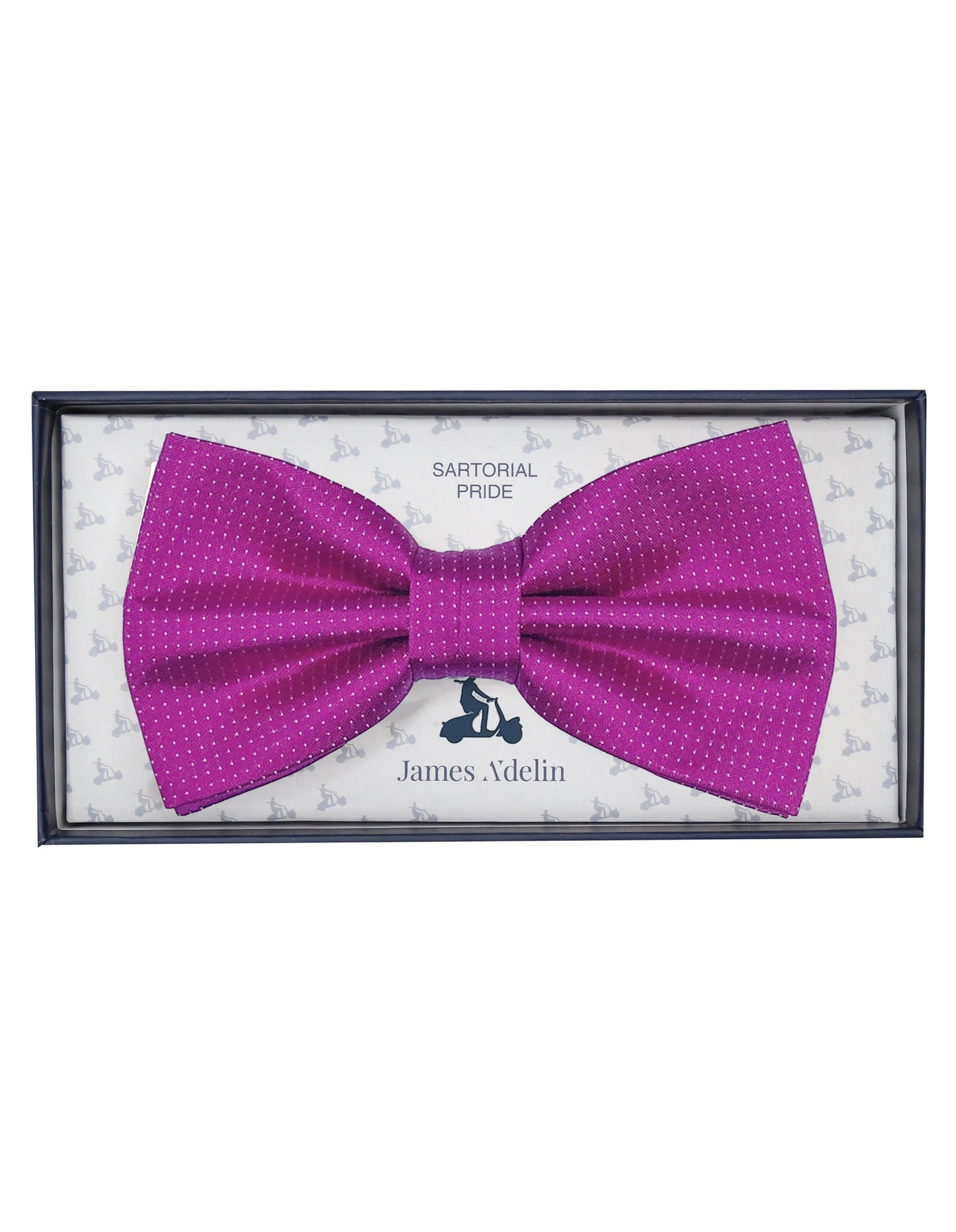 Magenta Pure Silk Micro Spotted Satin Weave Bow Tie