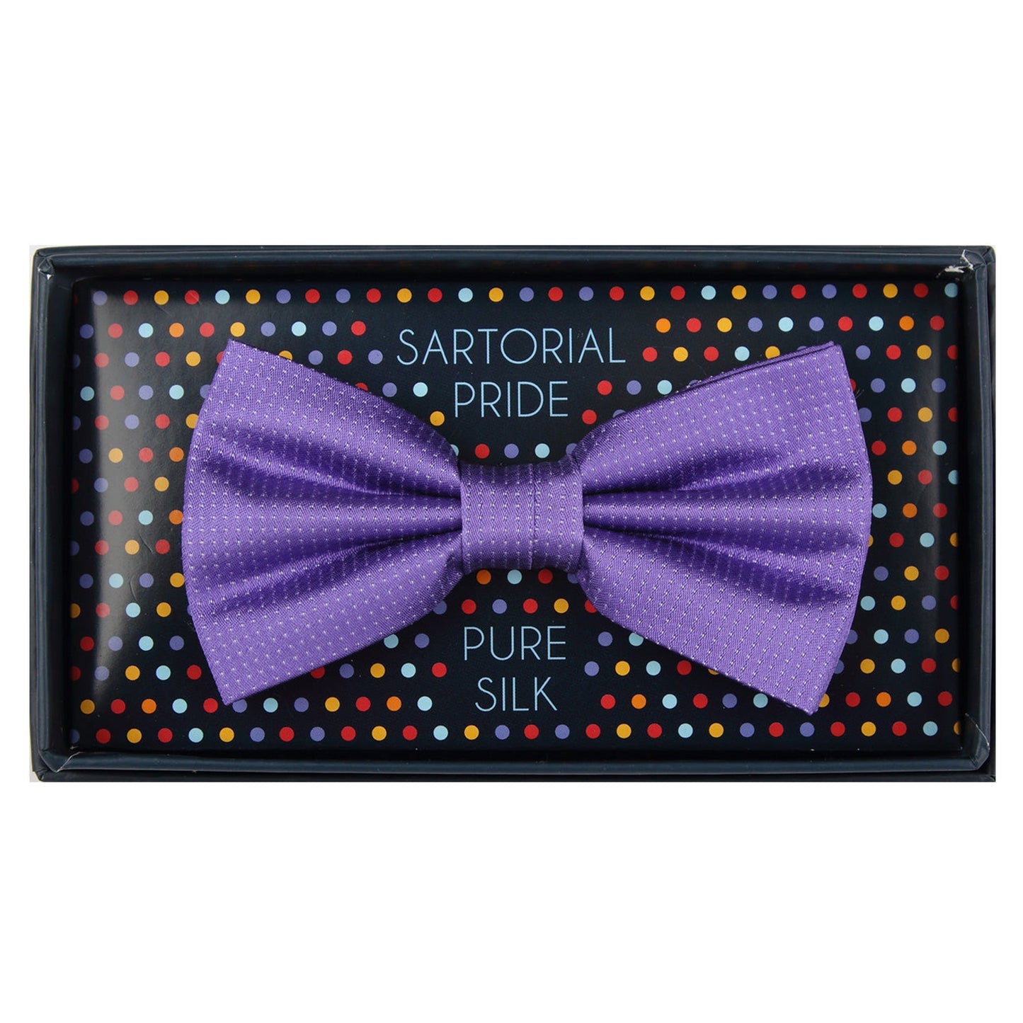 Purple Pure Silk Micro Spotted Satin Weave Bow Tie