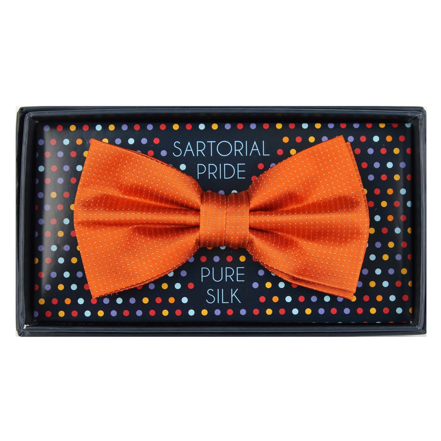 Orange Pure Silk Micro Spotted Satin Weave Bow Tie