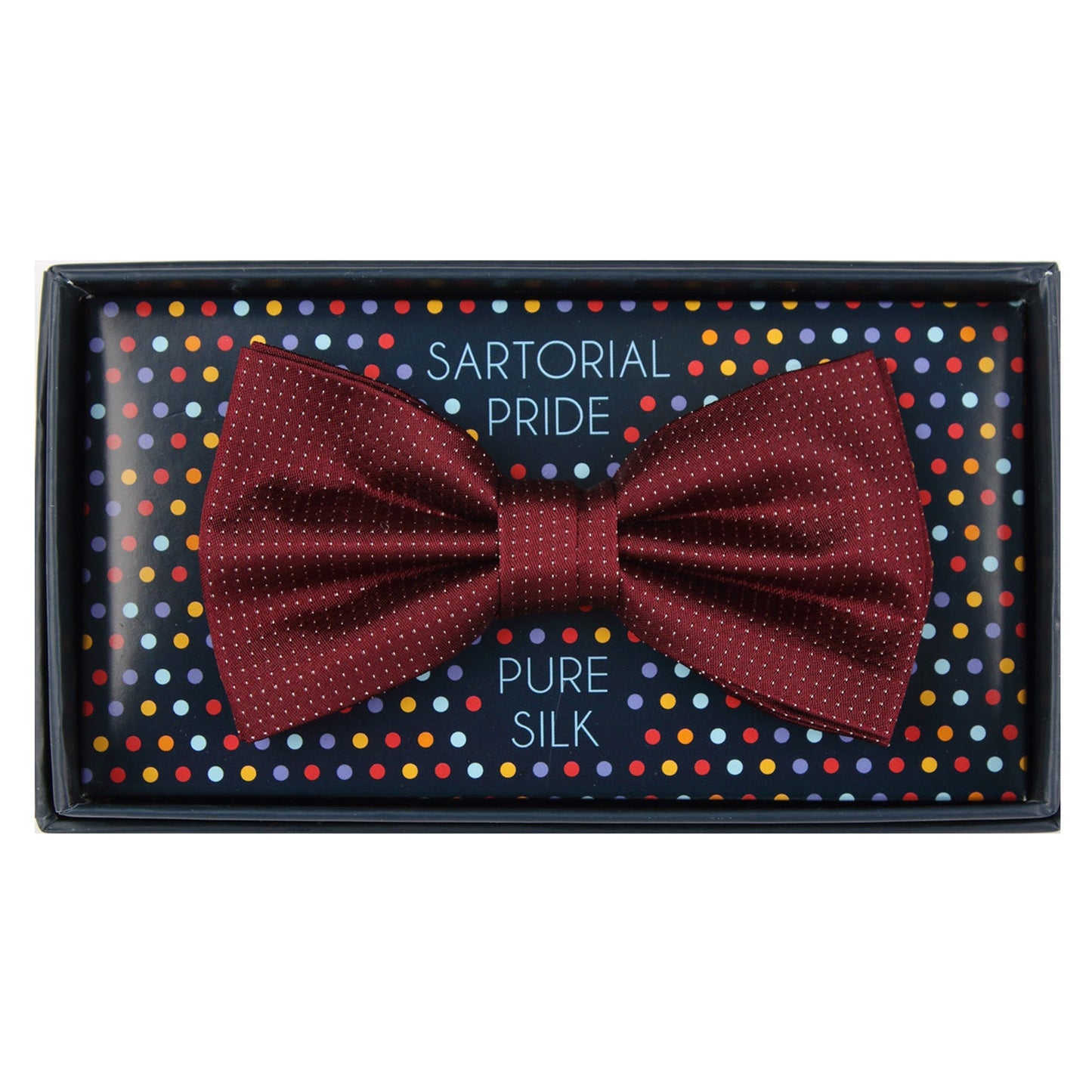 Burgundy Pure Silk Micro Spotted Satin Weave Bow Tie