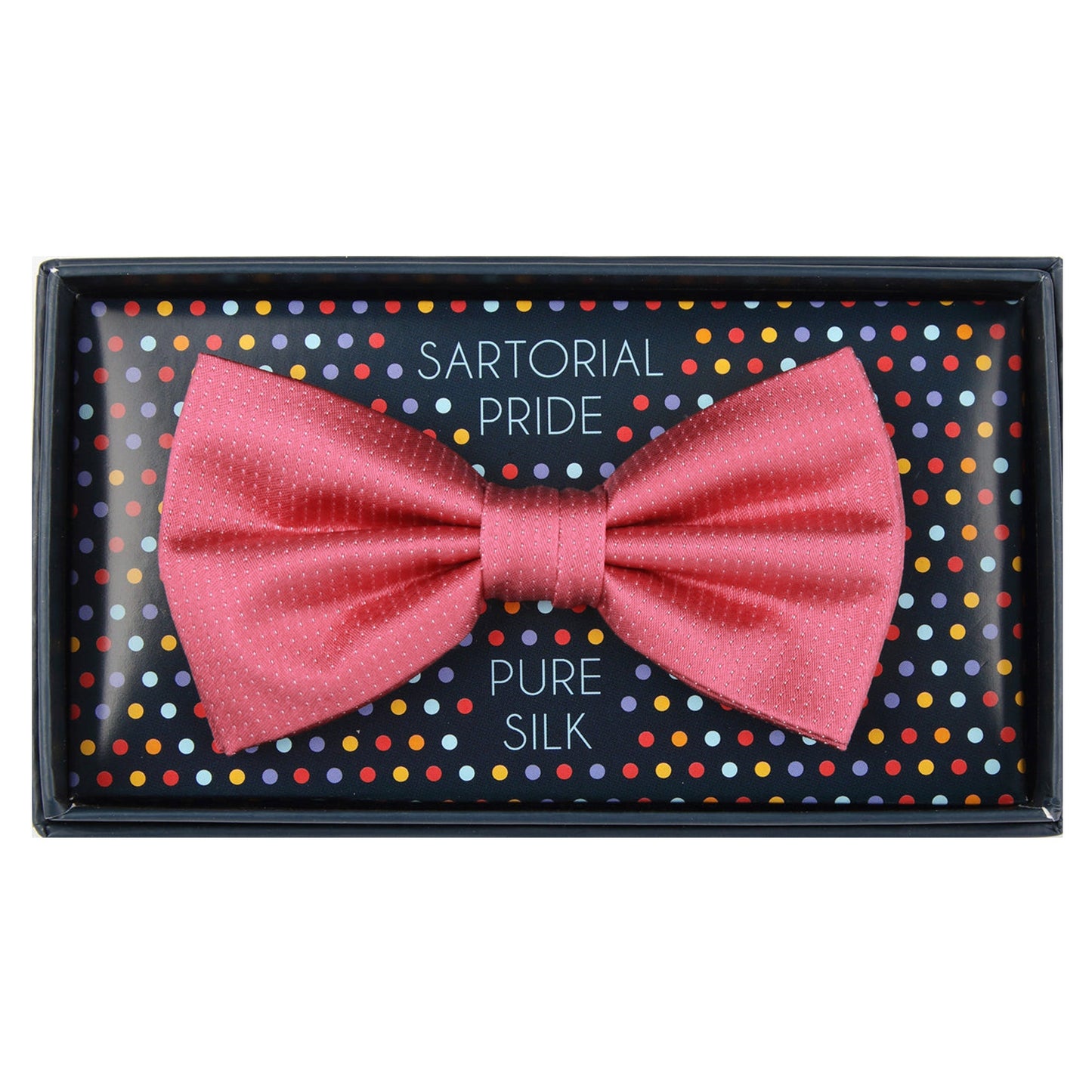 Coral Pure Silk Micro Spotted Satin Weave Bow Tie