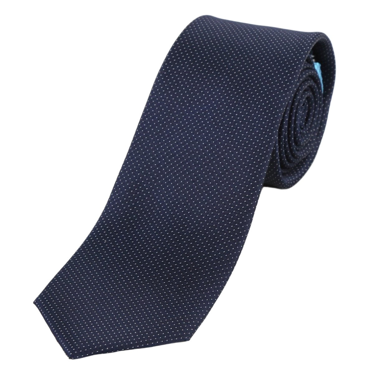 Navy Pure Silk Micro Spotted Satin Weave Silk Tie