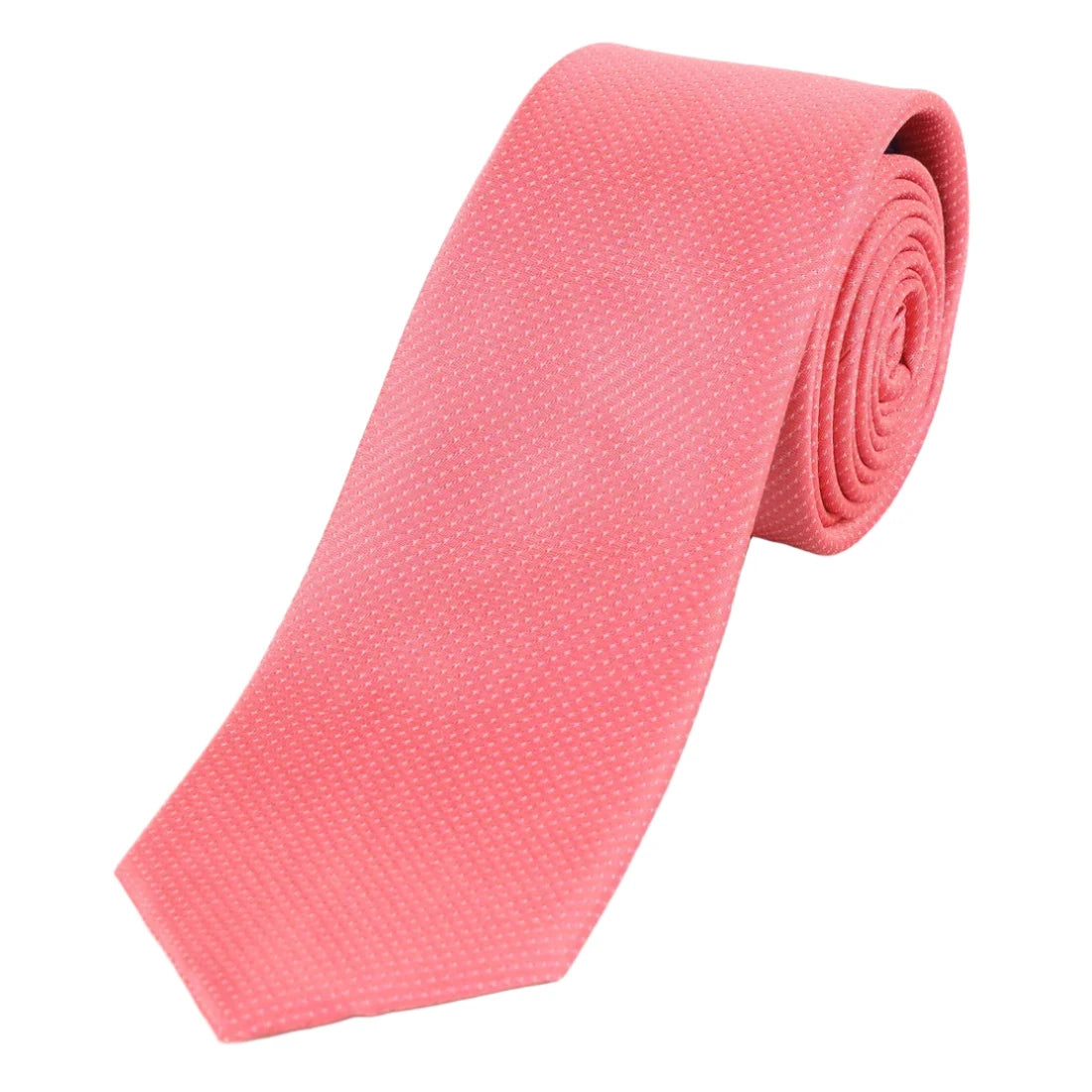 Coral Pure Silk Micro Spotted Satin Weave Silk Tie