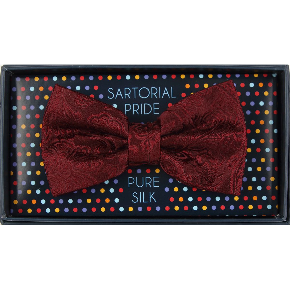 Burgundy Pure Silk Paisley Weave Bow Tie