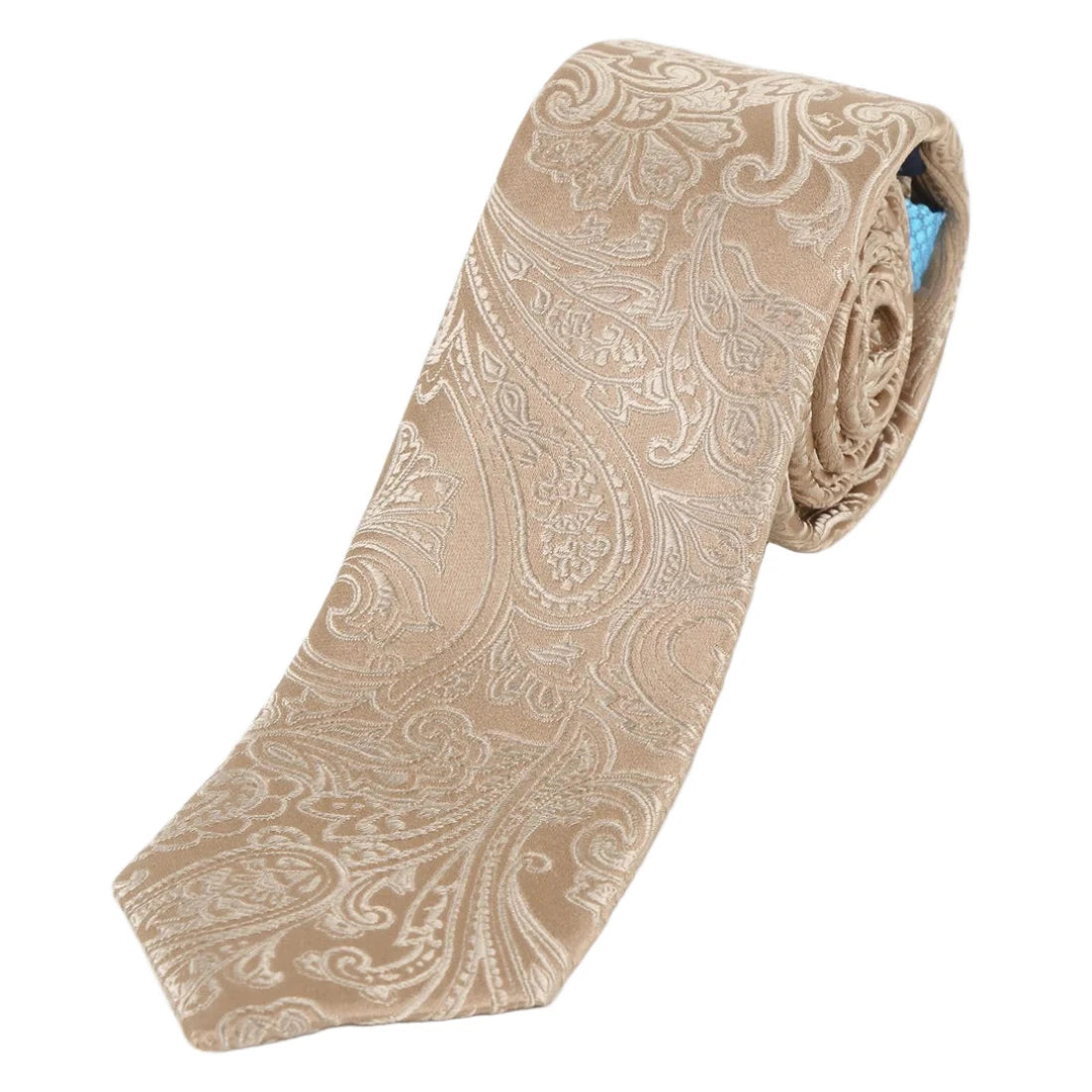Taupe Pure Silk Paisley Weave Neck Tie