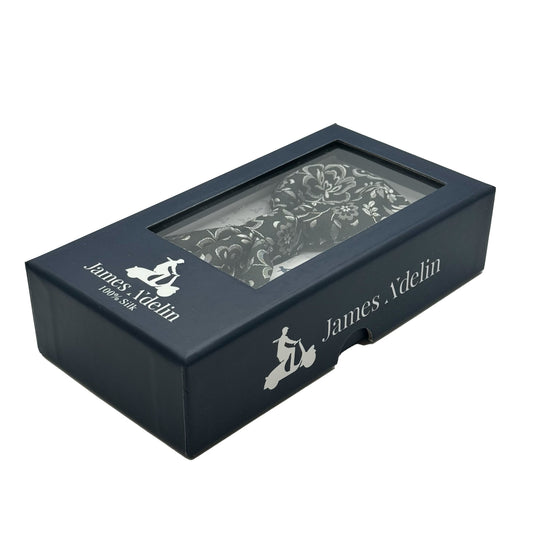 Black/Grey Italian Luxury Mens Silk Floral Weave Pre-Tied Bow Tie