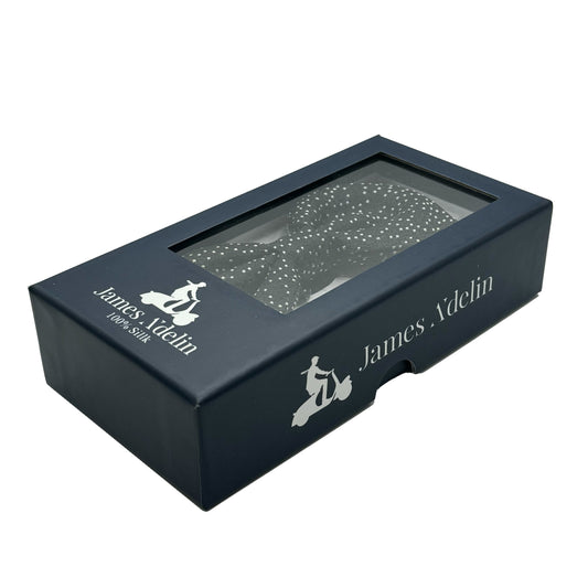 Black/White Italian Mens Silk Textured Spotted Weave Pre-Tied Bow Tie