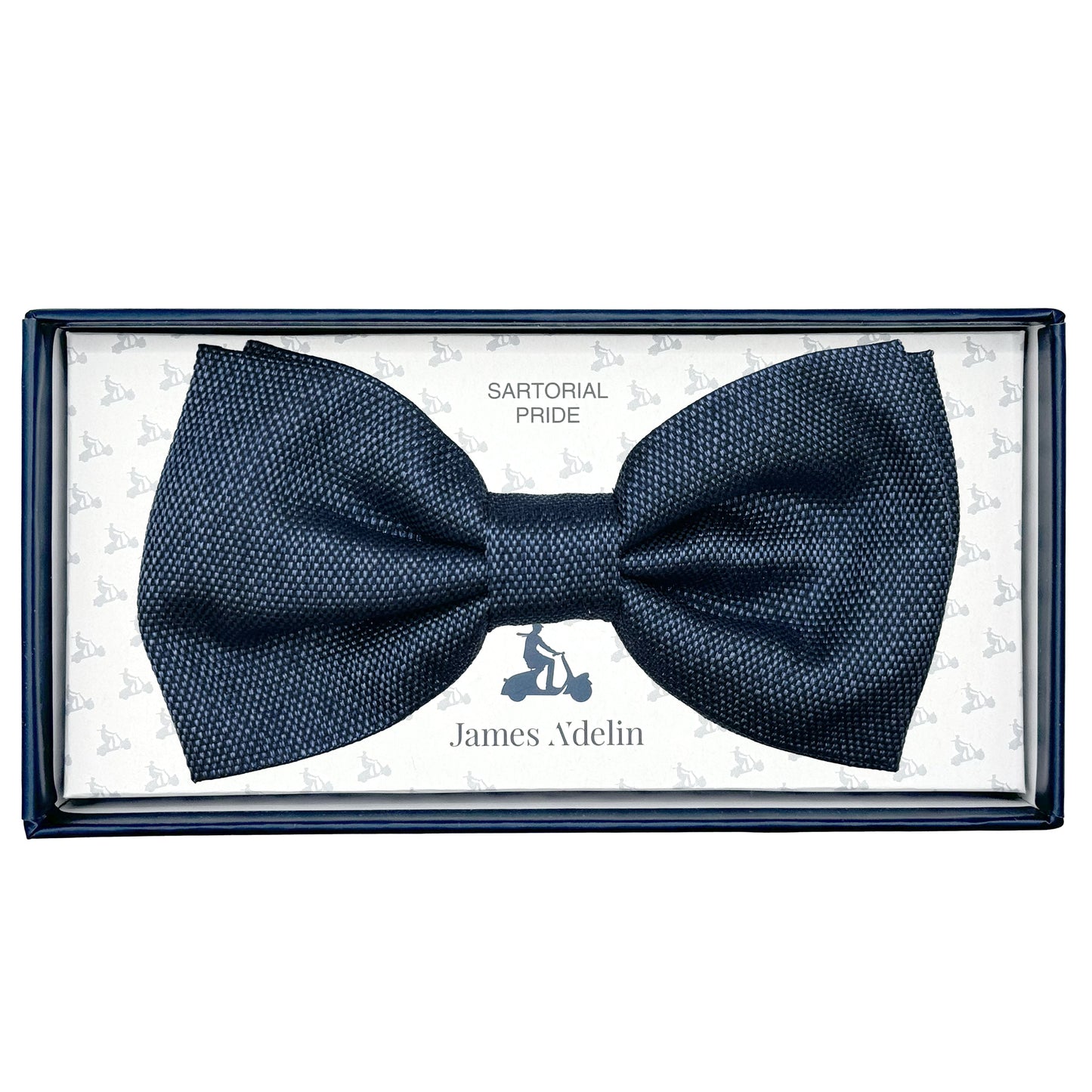 Slate Blue Italian Luxury Mens Silk Textured Weave Pre-Tied Bow Tie