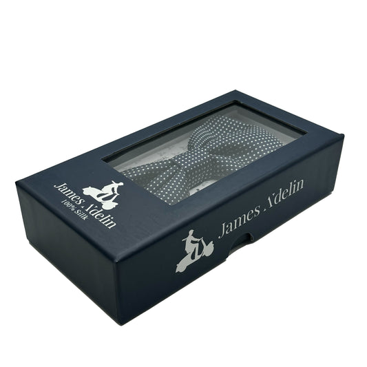 Navy Italian Luxury Mens Silk Textured Mini Spotted Weave Pre-Tied Bow Tie