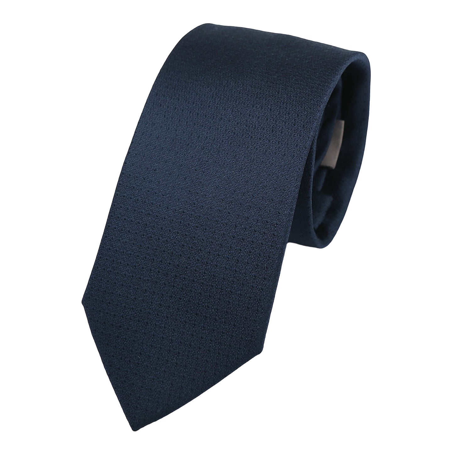 French Navy Italian Mens Silk Textured Tonal Spotted Weave Neck Tie