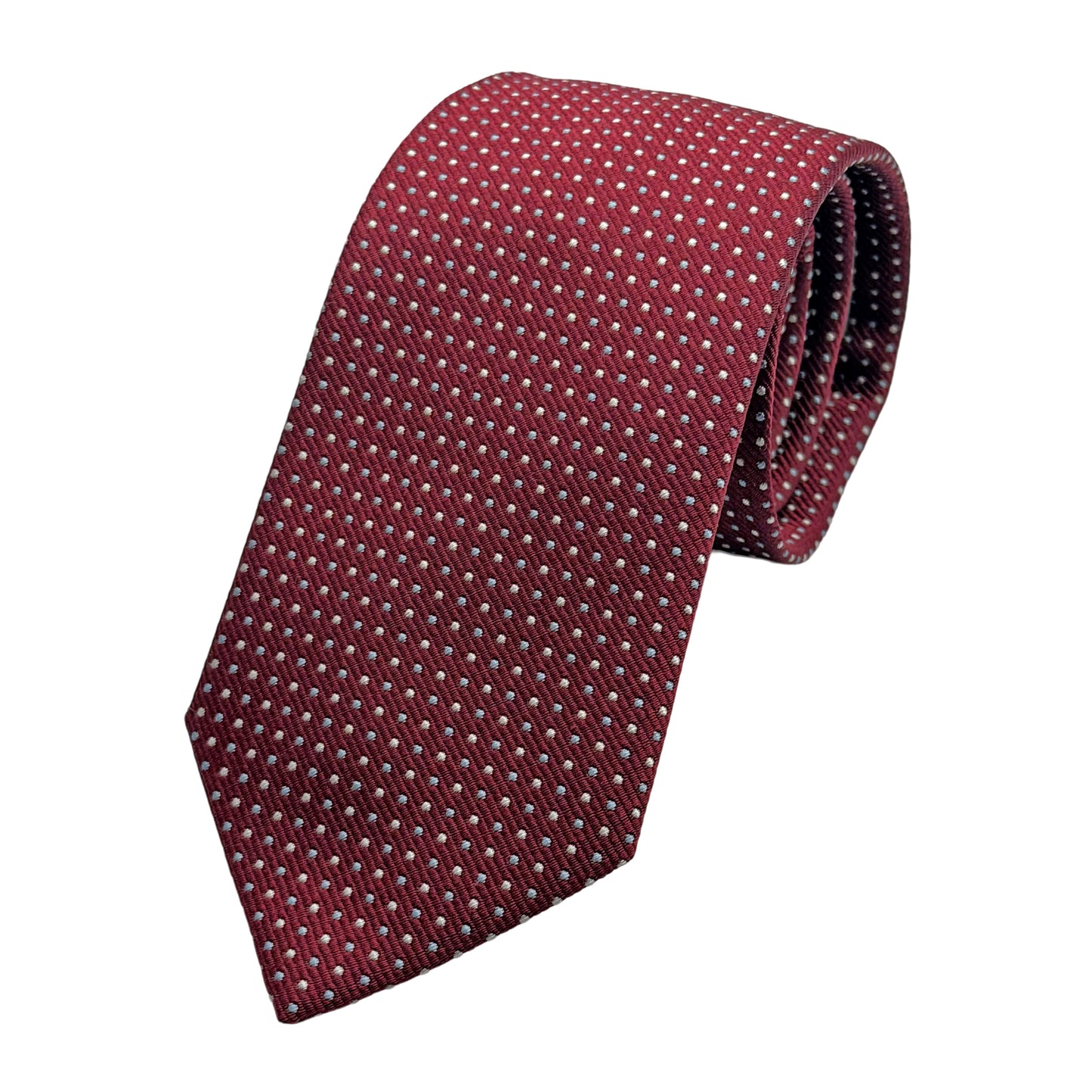 Burgundy Italian Mens Silk Mini Geometric Weave Neck Tie
